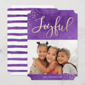 楽モダンしい金ゴールド紫の水彩写真 シーズンカード (正面/裏面)