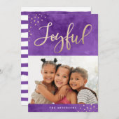 楽モダンしい金ゴールド紫の水彩写真 シーズンカード (正面/裏面)