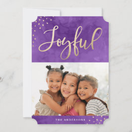 楽モダンしい金ゴールド紫の水彩写真 シーズンカード