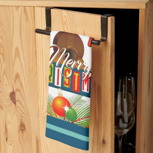 楽器でクリスマスを祝おう キッチンタオル (三つ折り)