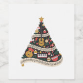 楽器で作られたクリスマスツリー ワインラベル (シングルラベル)