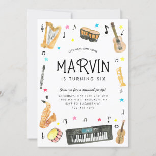 楽器で音を鳴らそう 音楽 音符 誕生日 招待状