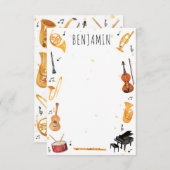 楽器と音楽Thank You Note文房具 サンキューカード (正面/裏面)