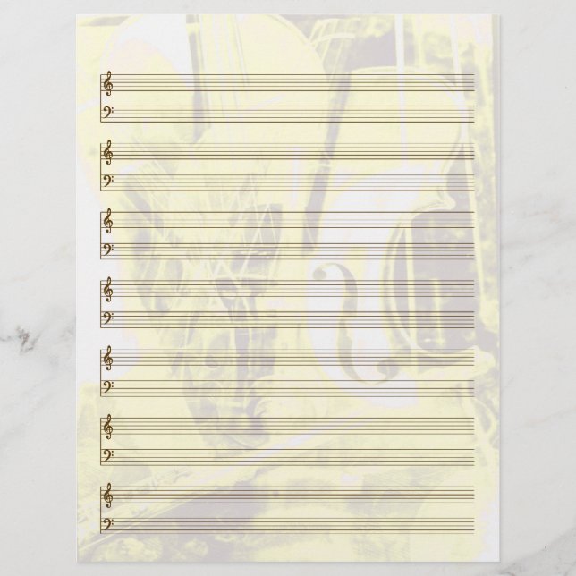 楽器をテーマにしたスタッフの金ゴールド紙 (正面)