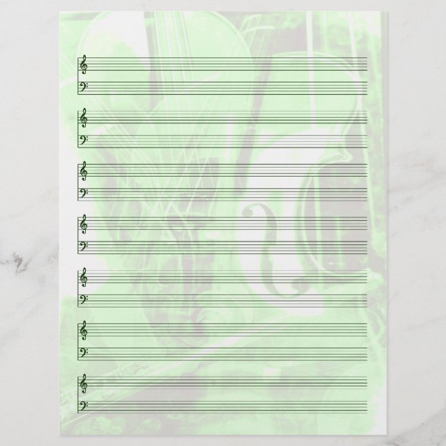 楽器をテーマにしたスタッフ紙（緑） (正面)