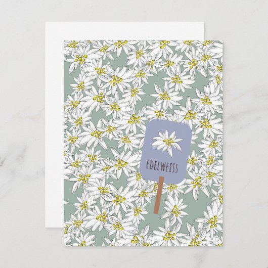 楽器植物学の手描きエーデルワイス音 ノートカード (正面/裏面)