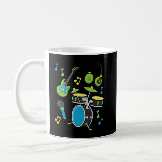 楽器 ギター ドラム コーヒーマグカップ (左)