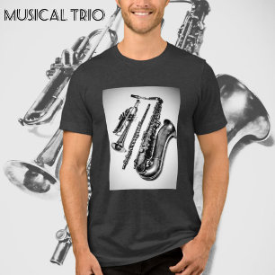 楽器 トランペット フルート サックスフォン トライブレンドTシャツ