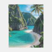 「楽園で自分自身を包む：熱帯の入り江 フリースブランケット (正面)