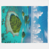 「楽園で自分自身を包む：熱帯列島 フリースブランケット (正面(横))