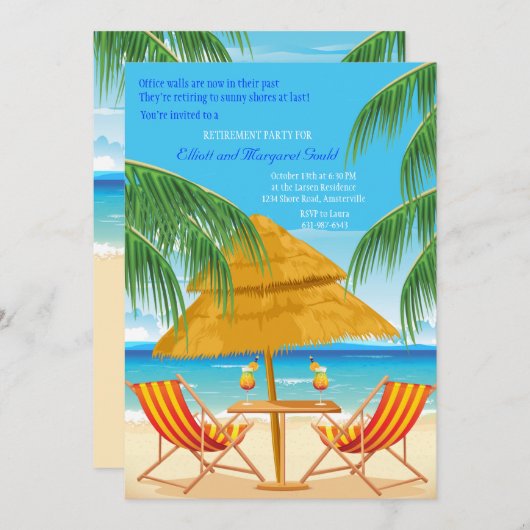 楽園によって見つけられる退職のパーティの招待状 招待状 (正面/裏面)