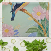 楽園に住む穏やかなキングフィッシャーフローラ キッチンタオル (折り畳み)