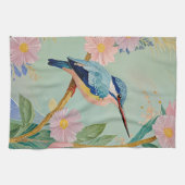 楽園に住む穏やかなキングフィッシャーフローラ キッチンタオル (横)