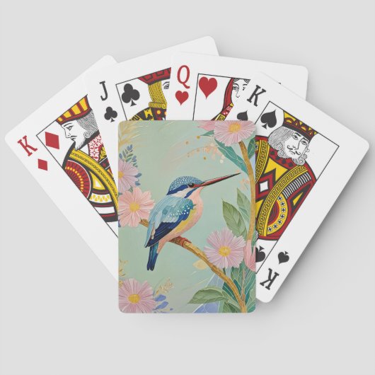 楽園に住む穏やかなキングフィッシャーフローラ トランプ (裏面)