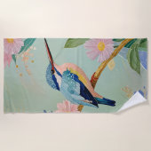 楽園に住む穏やかなキングフィッシャーフローラ ビーチタオル (正面)