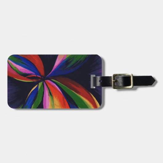 楽園のカラフルな抽象美術の荷物のラベル ラゲッジタグ (正面横)