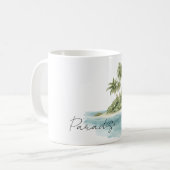 楽園のヤシの木の島のボート コーヒーマグカップ (正面左)