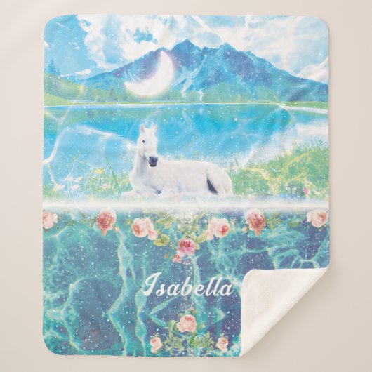 楽園の夢の世界のユニコーンカスタマイズ シェルパブランケット (正面)