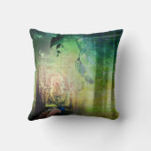 楽園の孔雀の森林のかわいらしい緑のゲート クッション (裏面)