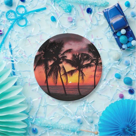 楽園の島のビーチの日没 ペーパープレート (パーティー)