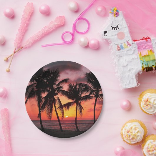 楽園の島のビーチの日没 ペーパープレート (パーティー)