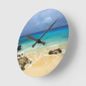楽園の熱帯島のビーチ ラウンド壁時計 (傾斜)