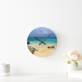 楽園の熱帯島のビーチ ラウンド壁時計 (ホーム)