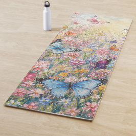 楽園の蝶々 - カラフルな野の花  ヨガマット