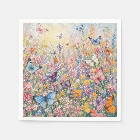 楽園の蝶々 – 色とりどりの野の花 スタンダードカクテルナプキン (正面)