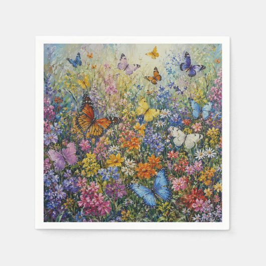 楽園の蝶々 – 色とりどりの野の花  スタンダードカクテルナプキン (正面)