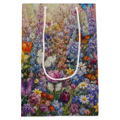 楽園の蝶々 – 色とりどりの野の花  ミディアムペーパーバッグ (裏面)