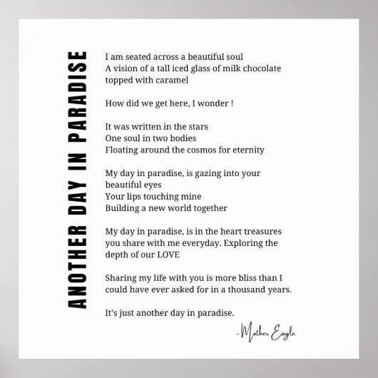 楽園の詩の別の日白黒ウォールアート ポスター (正面)