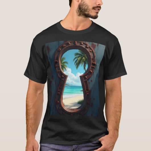 楽園の鍵穴からの眺め Tシャツ (正面)
