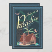 楽園の青いハワイマルガリータのパーティの招待状 招待状 (正面/裏面)