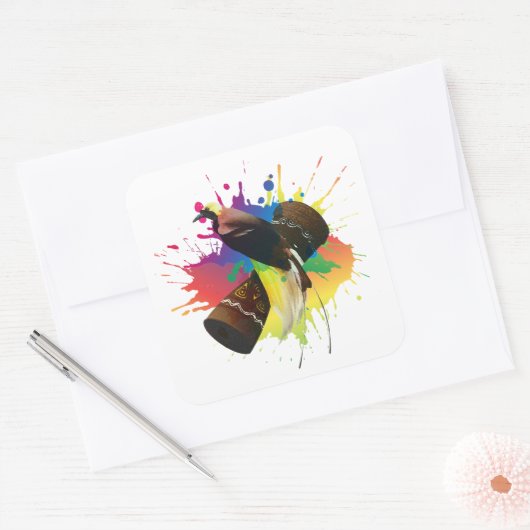 楽園の鳥を釣りカラフル上げる スクエアシール (封筒)