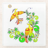 楽園の鳥 ガラスコースター (正面)