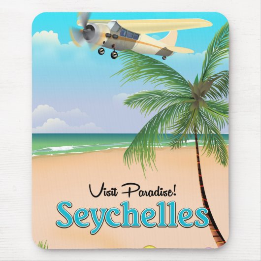 楽園へ！セーシェル旅行ポスター マウスパッド (正面)