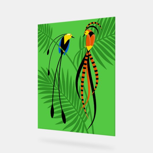 楽園カラフルの鳥 アクリルサイン (傾斜)