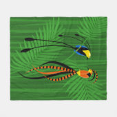 楽園カラフルの鳥 フリースブランケット (正面(横))