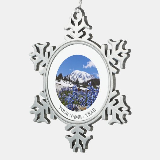 楽園ポイントのレーニア山 スノーフレークピューターオーナメント (右)