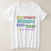 "楽天的な状態を維持"かわいいデザイン。買今 プラスサイズTシャツ (デザイン正面)