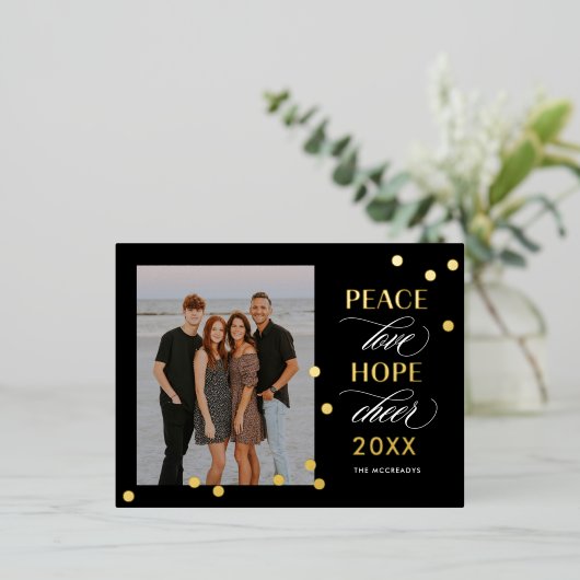 楽天的ムードFOILハッピーニューイヤー葉書 箔シーズンポストカード (立ち正面)