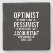 楽観主義の悲観主義の会計士ガラスの衣装ギフト ストーンコースター (正面)
