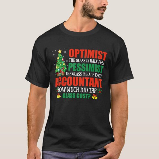 楽観主義ペシミストクリスマス会計 Tシャツ (正面)