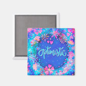 楽観的かわいらしな青フローラモダン刺激 マグネット (正面/裏面)