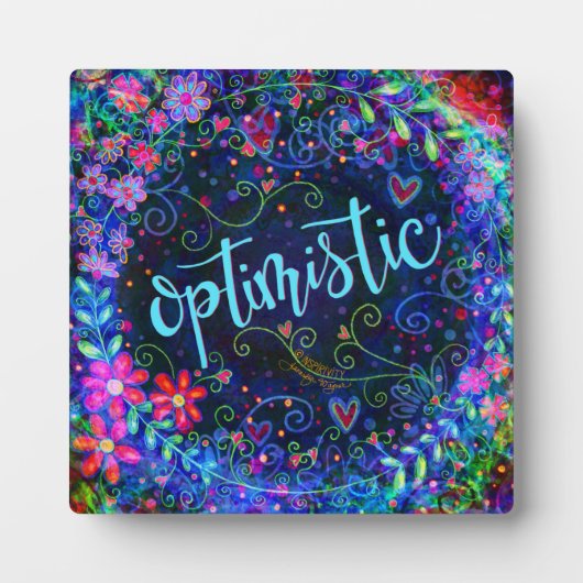 楽観的なかわいらしブルーフローラのインスピレーション フォトプラーク (正面)