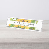 楽観的なヒマワリのタイトル白カスタム色 デスクネームプレート (正面)