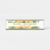 楽観的なヒマワリのタイトル白カスタム色 デスクネームプレート (正面)