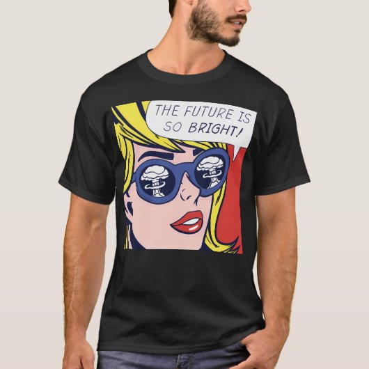楽観的ポップ・アートのな女の子 Tシャツ (正面)