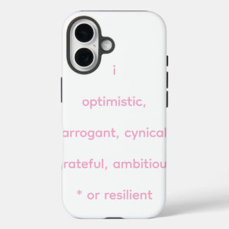 楽観的、自信過剰、懐疑的、感謝の意、前向きな気持ち iPhone 16ケース